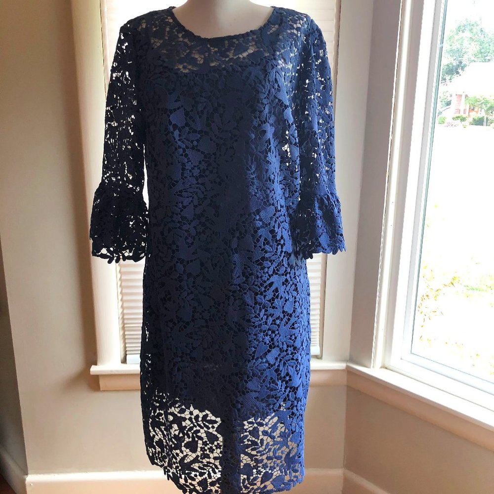 Avian Lace Overlay Blue Dress by Boden in US Size 12